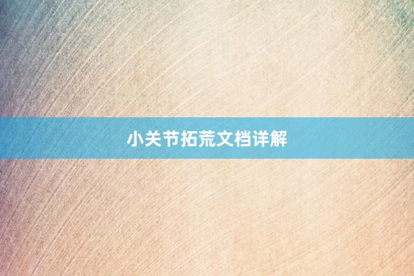 小关节拓荒文档详解